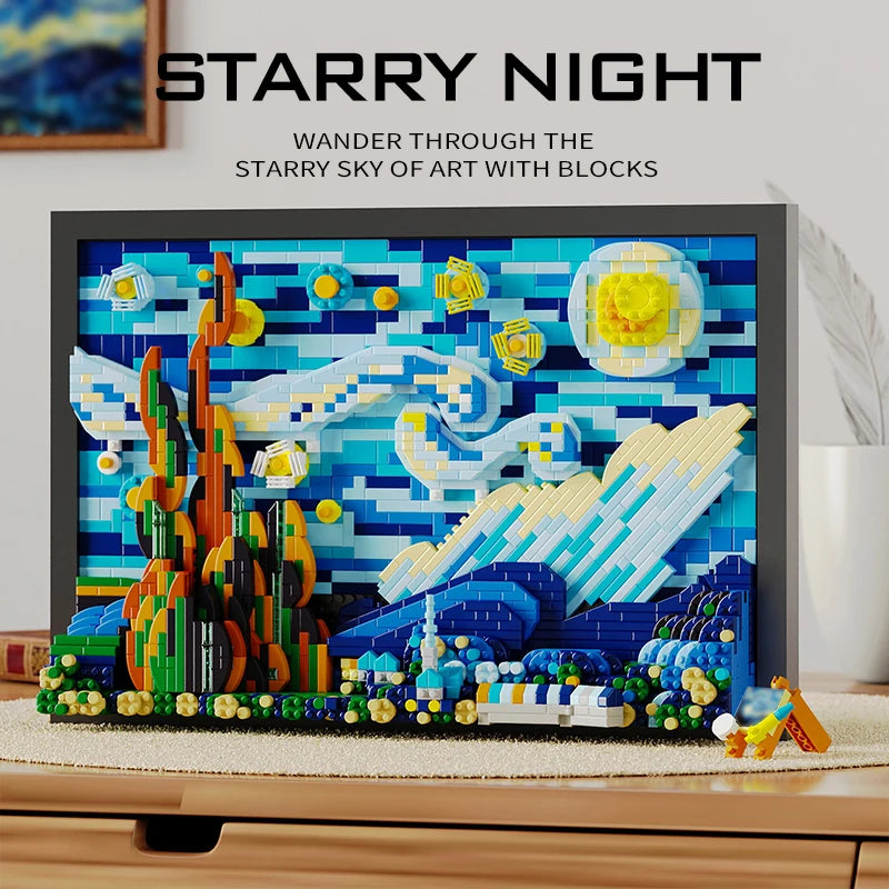 Quadro de Arte 3D Starry Night – Blocos de Construção, 1731 peças