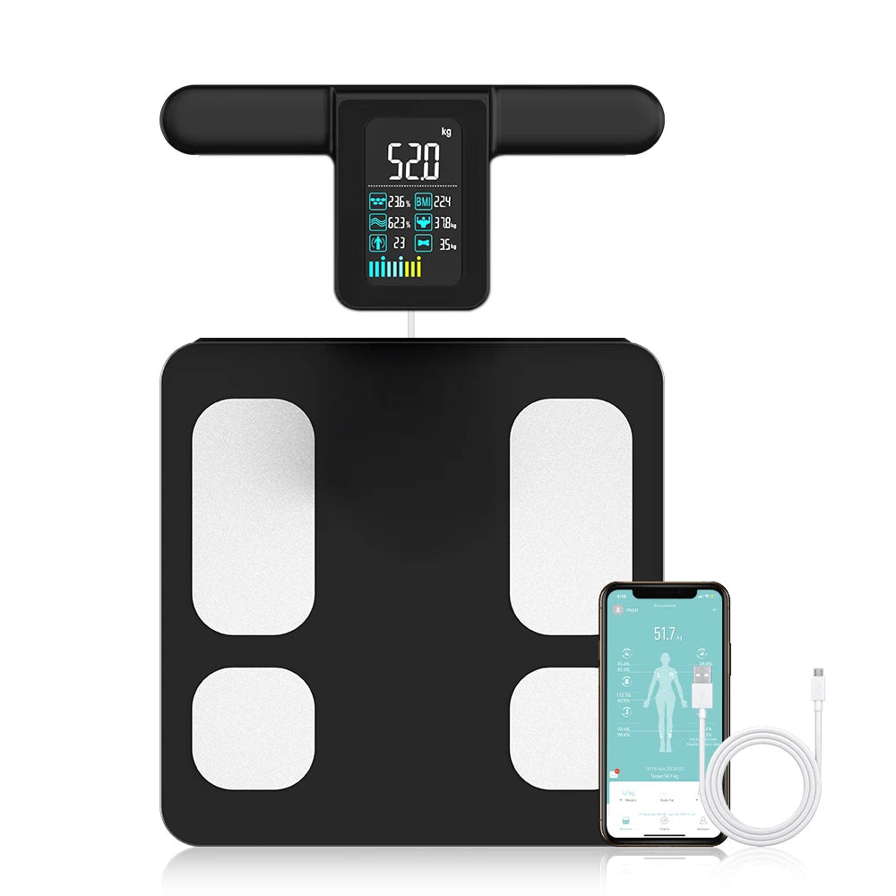 Balança Inteligente ICOMON – 28 Indicadores Corporais, App Oficial, Bluetooth, 180kg