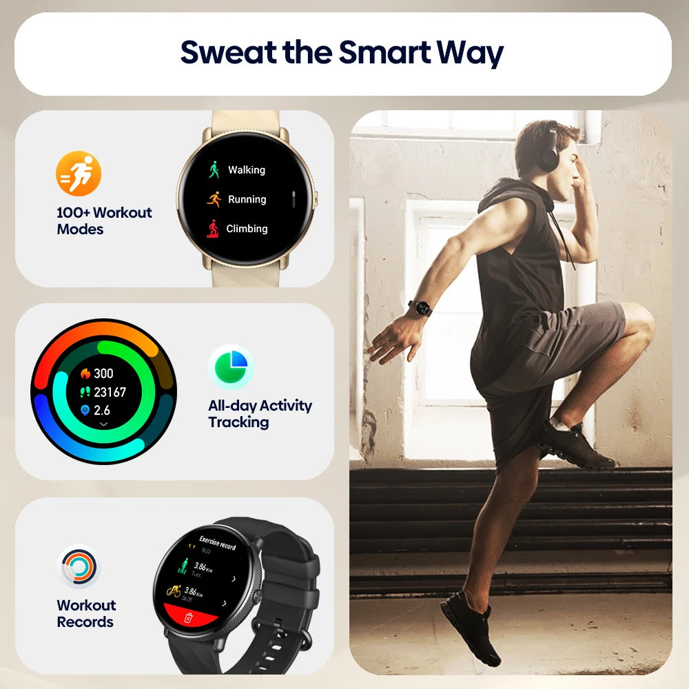 Smartwatch ZEBLAZE GTR 3 Pro - Strava, Amoled, Monitorização de Saúde, Modos Desportivos, Chamadas Bluetooth e Funcionalidades Avançadas