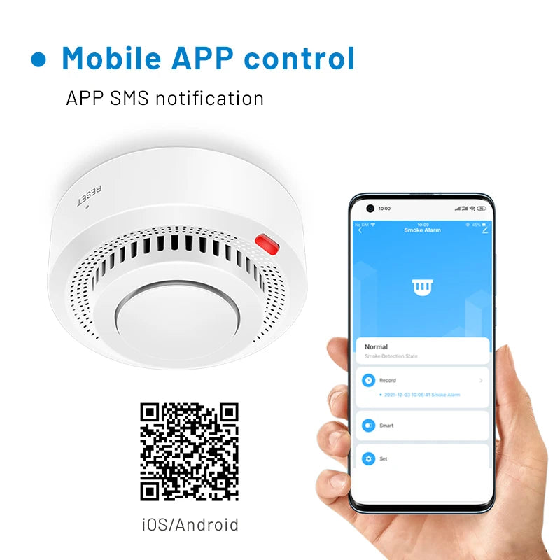 Alarme de Fumo Inteligente TUYA - Compatível com Google Assistant e Alexa, Wi-Fi