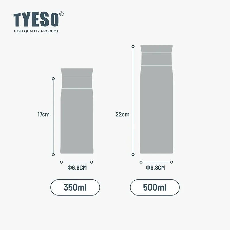 Garrafa Térmica TYESO – Aço Inoxidável 350ml ou 500ml, Isolamento a Vácuo, Tampa Anti-Fugas