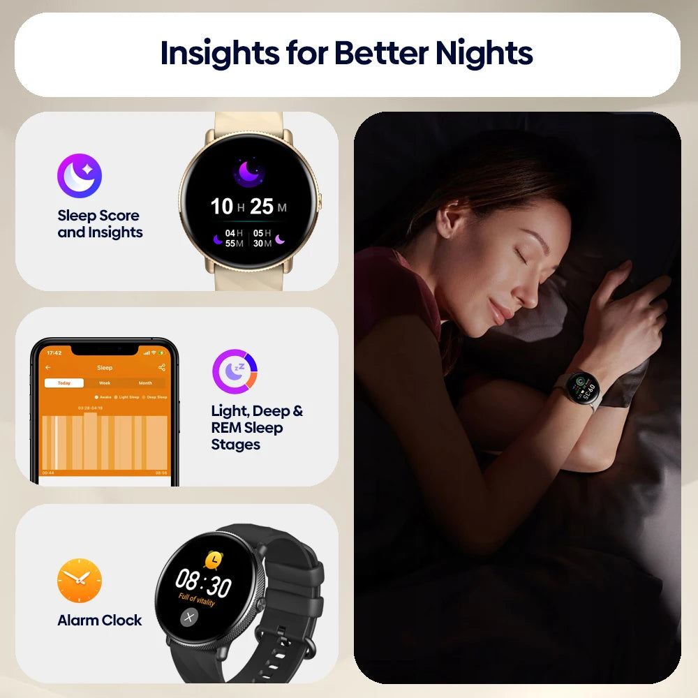 Smartwatch ZEBLAZE GTR 3 Pro - Strava, Amoled, Monitorização de Saúde, Modos Desportivos, Chamadas Bluetooth e Funcionalidades Avançadas