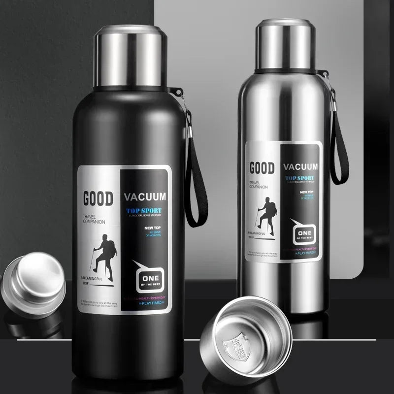 Garrafa Térmica de Grande Capacidade – Aço Inoxidável 2L, Isolamento a Vácuo 24h