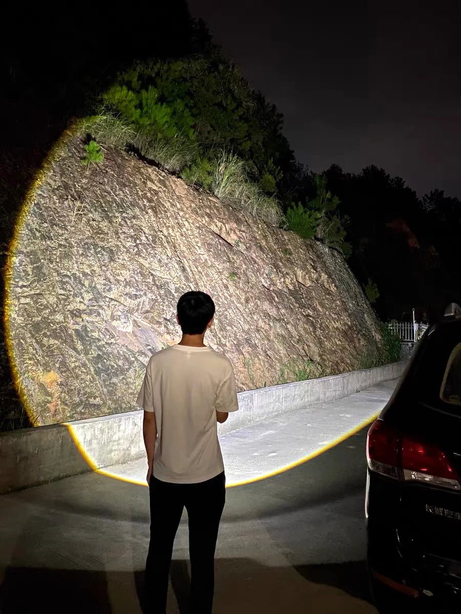 Lanterna LED Recarregável - 1500W, Super Potente, Zoom Telescópico, 6000m Alcance