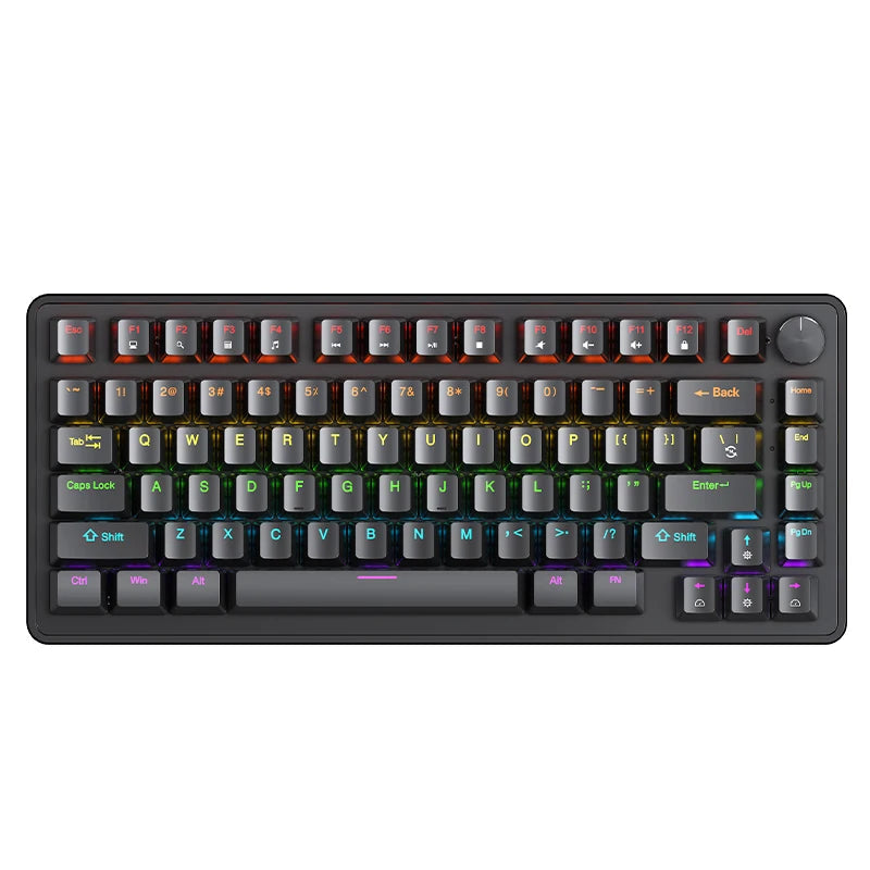 Teclado Mecânico APAYADO K82 – 82 Teclas, Switches Azuis, Knob Multimédia, RGB