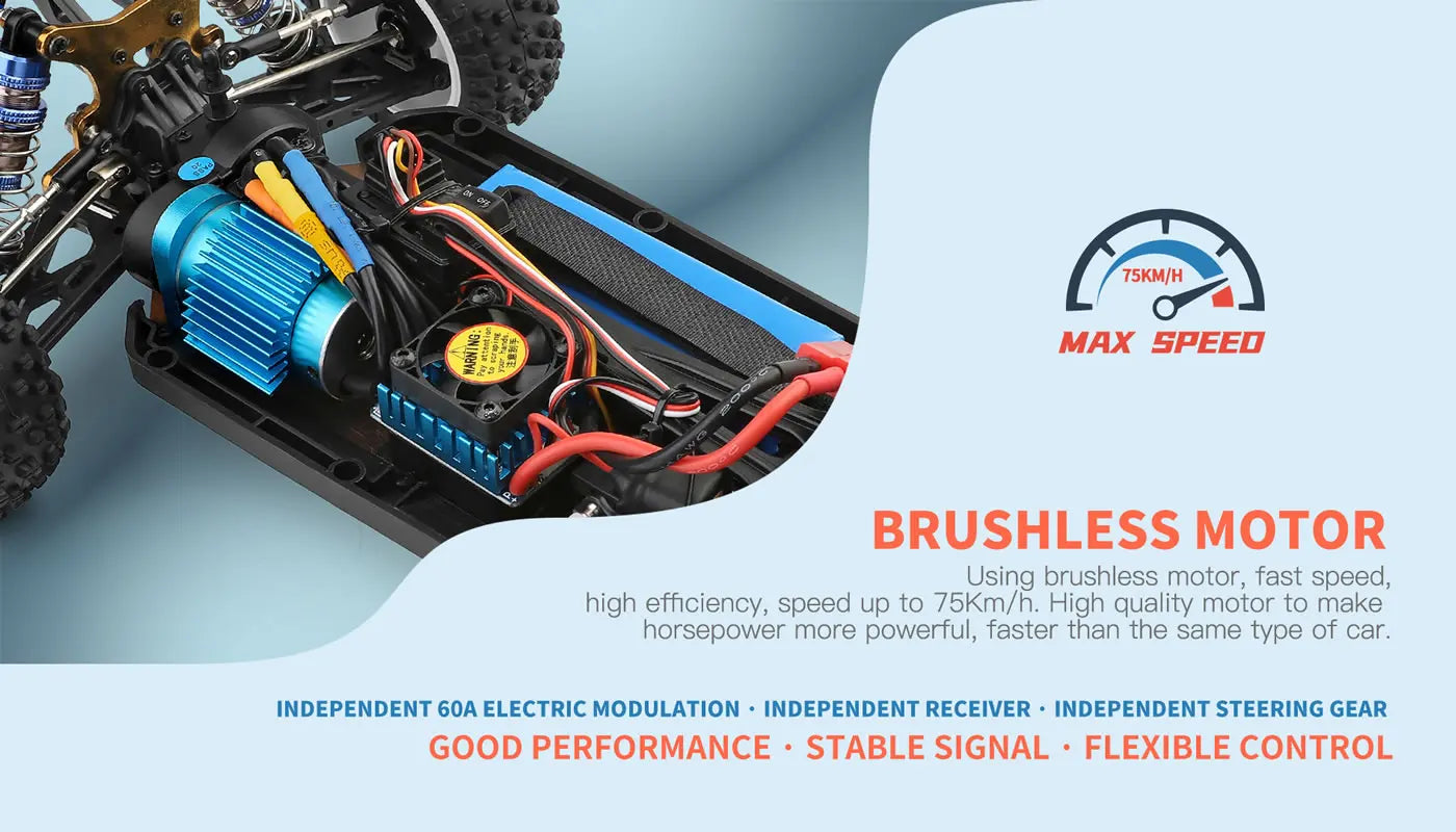 Carro Telecomandado 75KM/H - WLTOYS 124007 – Brushless, 4WD, 1:12 RTR