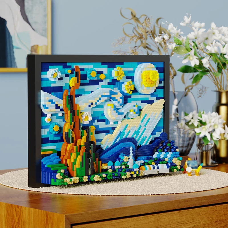 Quadro de Arte 3D Starry Night – Blocos de Construção, 1731 peças