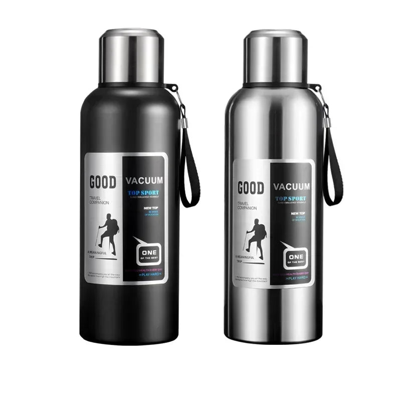 Garrafa Térmica de Grande Capacidade – Aço Inoxidável 2L, Isolamento a Vácuo 24h