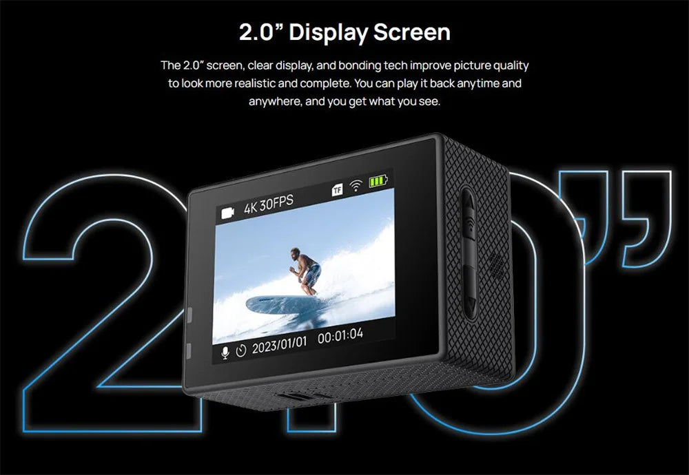 Câmara de Ação SJCAM SJ4000 Air + Acessórios – 4K 30FPS, Ecrã, À Prova de Água, Wi-Fi 2.4G