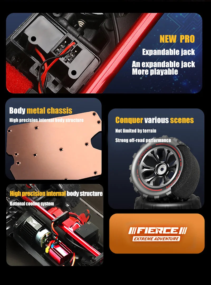 Carro Telecomandado 85KM/H - BIBAO 9522PRO – Brushless, 4WD,  Estrutura Metálica