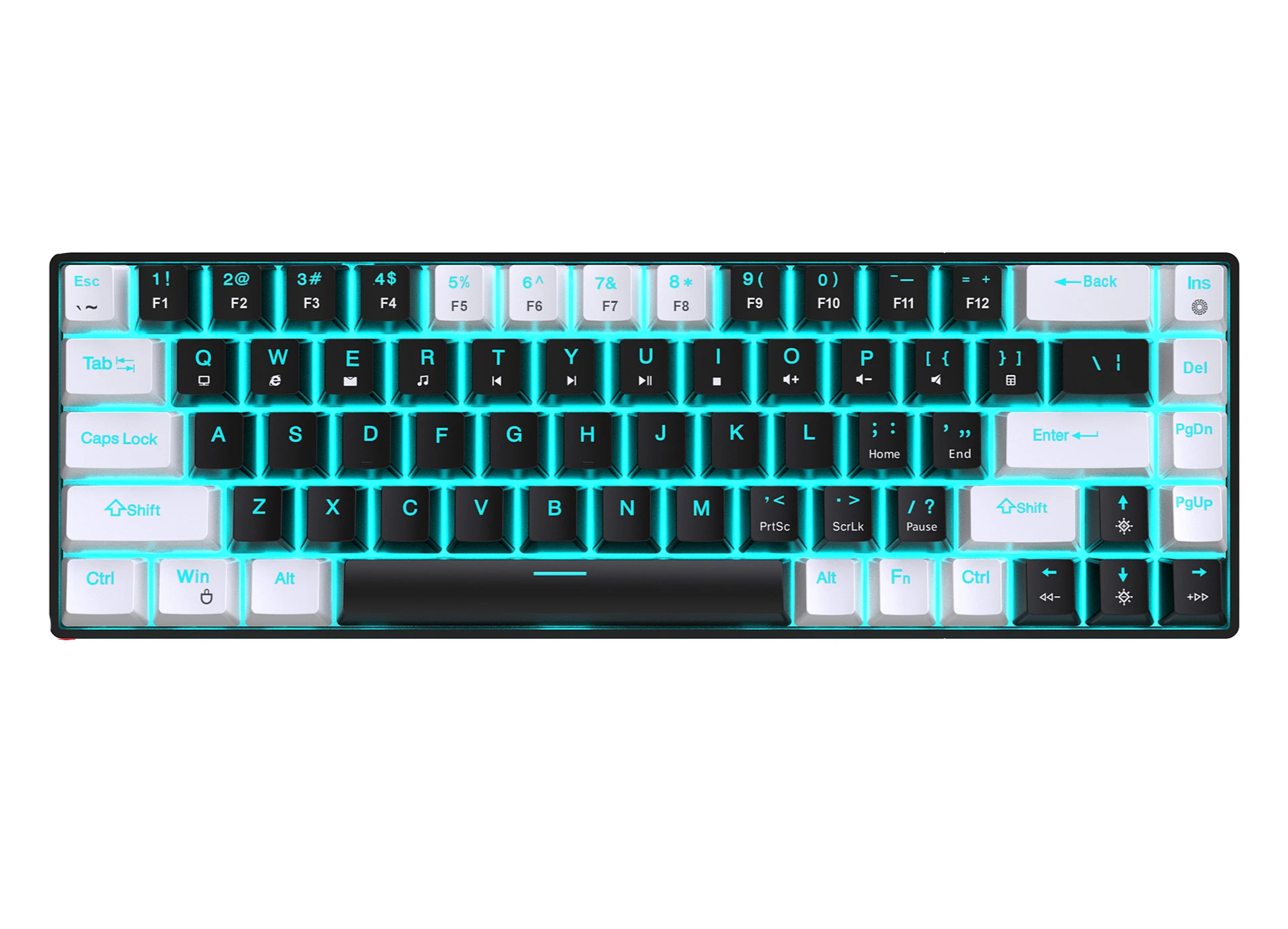 Teclado Mecânico HXSJ V800 – 68 Teclas, Switches Azuis Hot-Swap, Retroiluminação
