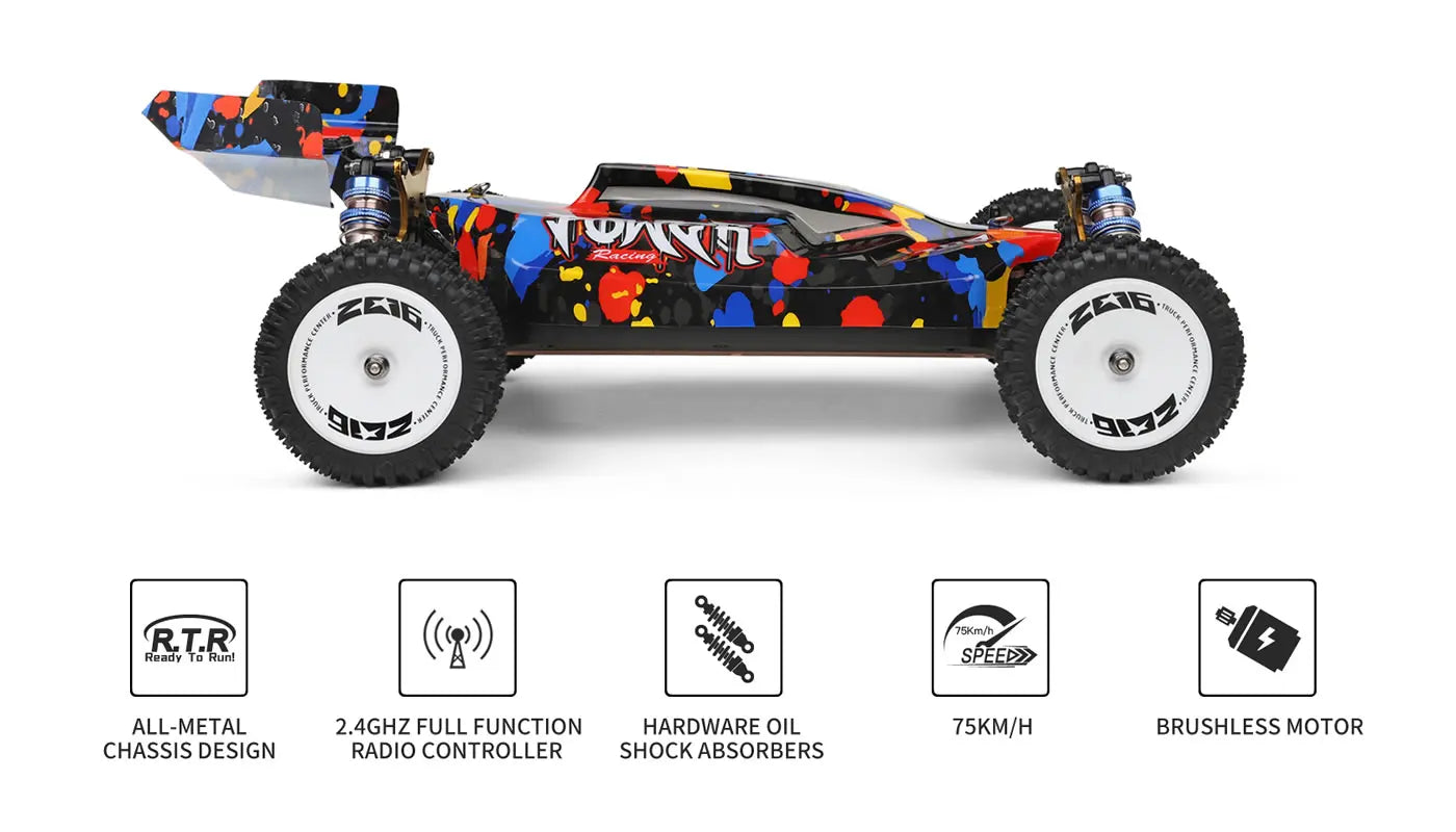 Carro Telecomandado 75KM/H - WLTOYS 124007 – Brushless, 4WD, 1:12 RTR