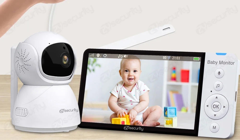 Tablet Monitor de Bebé com Ecrã IPS e Câmara PTZ - Com Visão Noturna, Som, Controlo de Temperatura