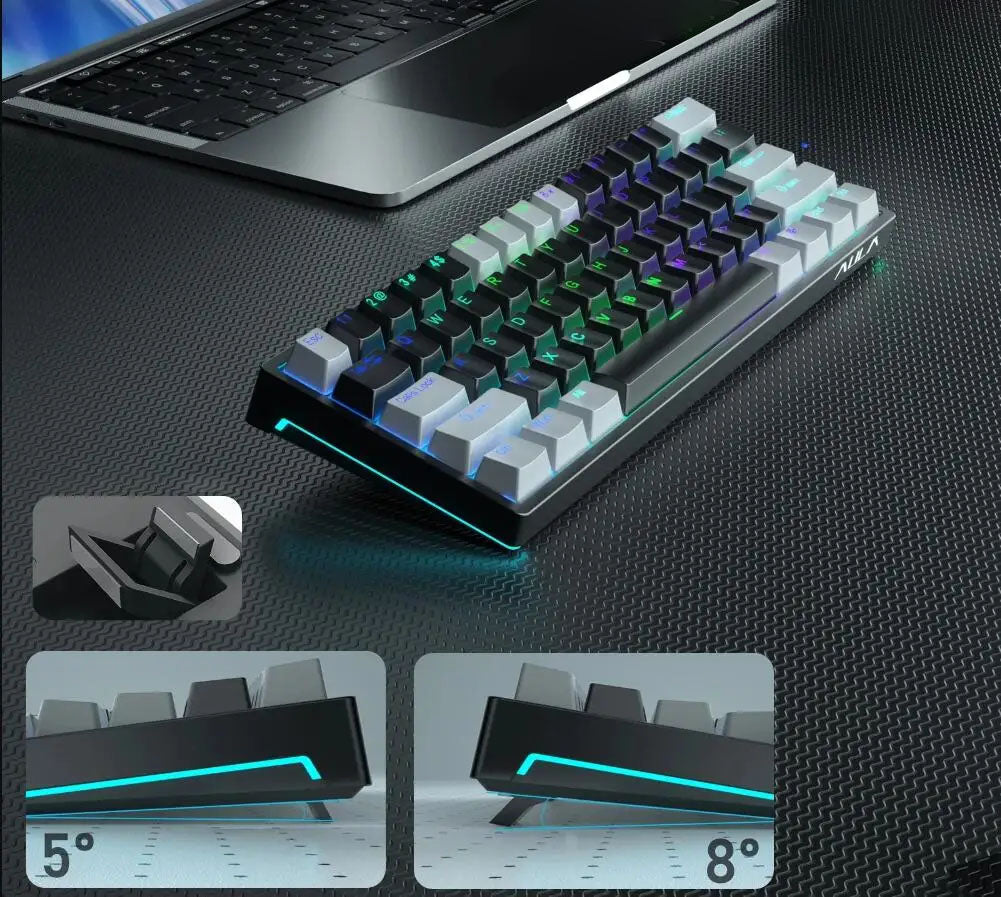 Teclado Mecânico - AULA F3261 RGB - 61 Teclas e Switches Vermelhos