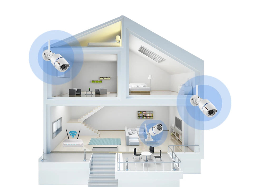 Câmara de Vigilância TPTEK WiFi 4MP - Exterior e Interior, Deteção de Movimento, Visão Noturna e À Prova de Água