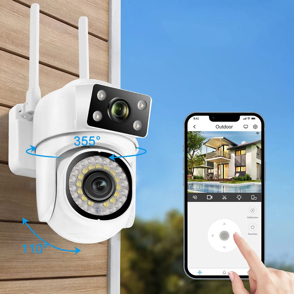Câmera de Vigilância PTZ 4K Wi-Fi - 8MP - Deteção de Movimento, Visão Noturna, Áudio, Zoom 8X