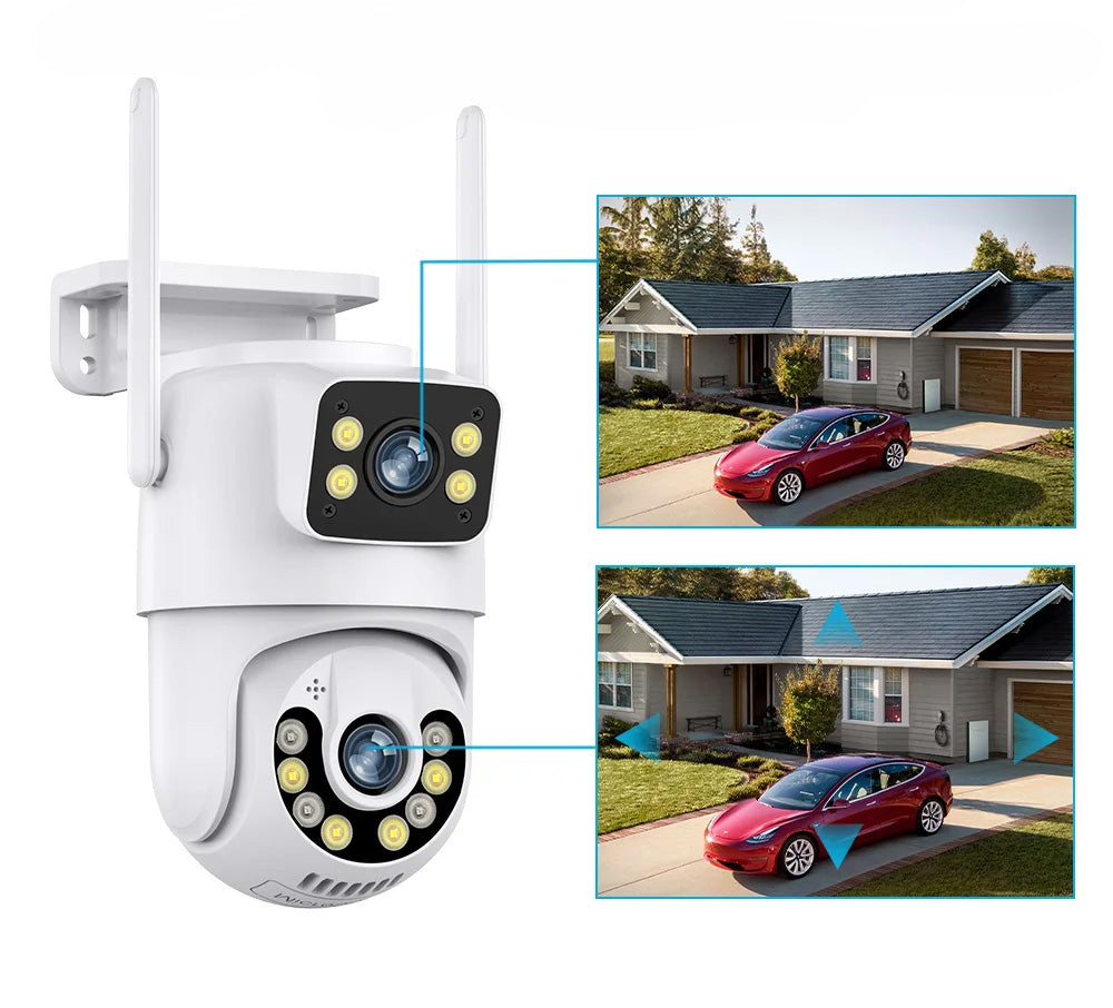 Câmera de Vigilância PTZ Dual Lens 8MP 4K - Com Deteção de Movimento, Visão Noturna e Audio