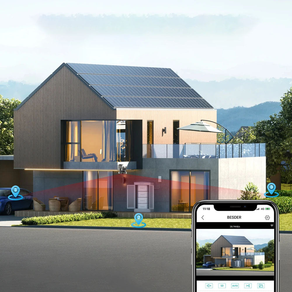 Câmera de Vigilância PTZ 4K Wi-Fi - 8MP - Deteção de Movimento, Visão Noturna, Áudio, Zoom 8X