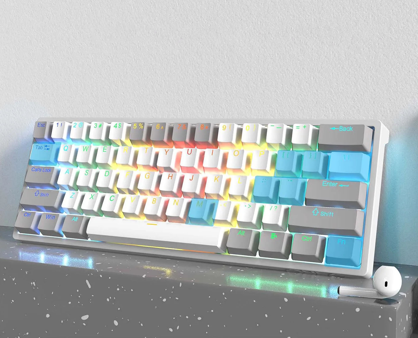 Teclado Mecânico - AULA F3261 RGB - 61 Teclas e Switches Vermelhos