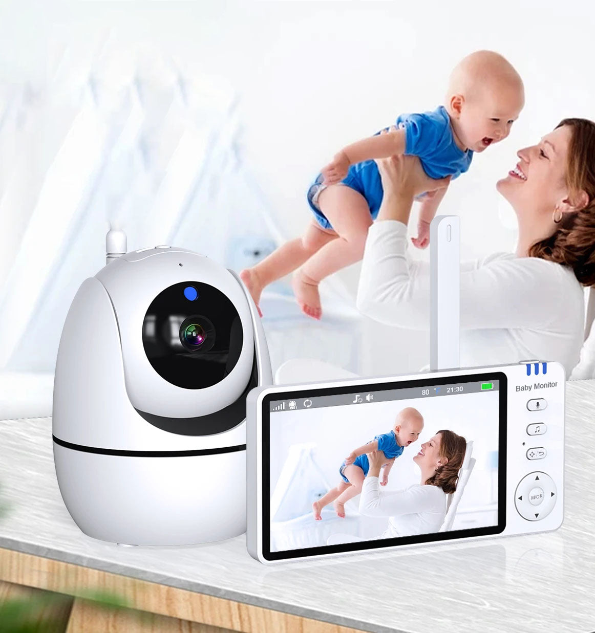 Tablet Monitor de Bebé EYE4U com Câmera - Zoom, Sensores de Temperatura e Som, Visão Noturna