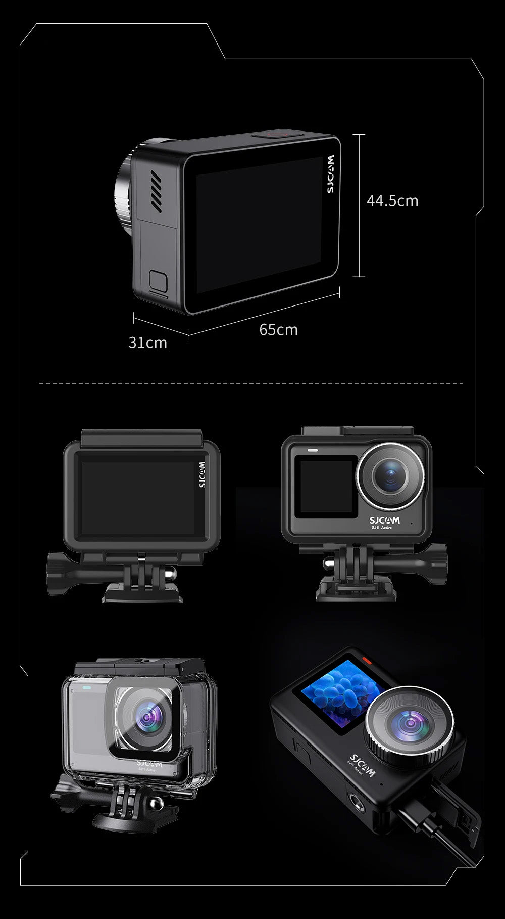 Câmara SJCAM SJ11 Active - 4K, Duplo Ecrã Touch, Wi-Fi, 5G, Zoom 8X