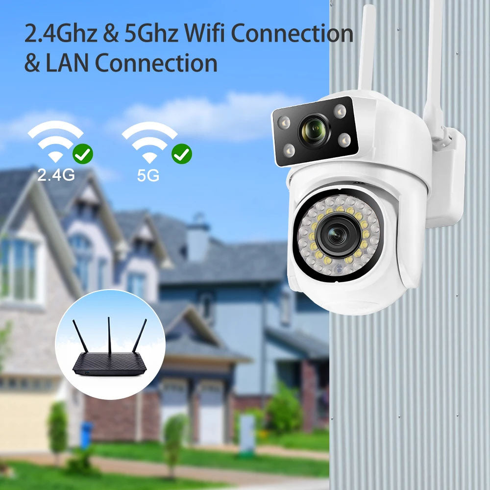 Câmera de Vigilância PTZ 4K Wi-Fi - 8MP - Deteção de Movimento, Visão Noturna, Áudio, Zoom 8X