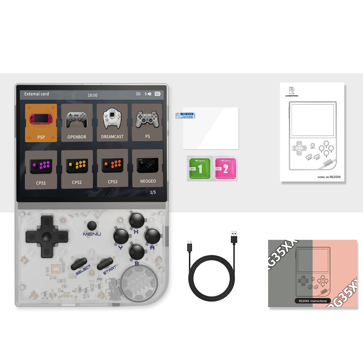 ANBERNIC RG35XX PLUS - Consola Portátil com 6800 Jogos, 64GB