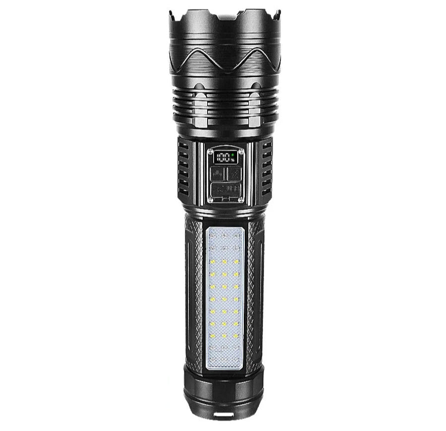 Lanterna LED Recarregável - 1500W, Super Potente, Zoom Telescópico, 6000m Alcance