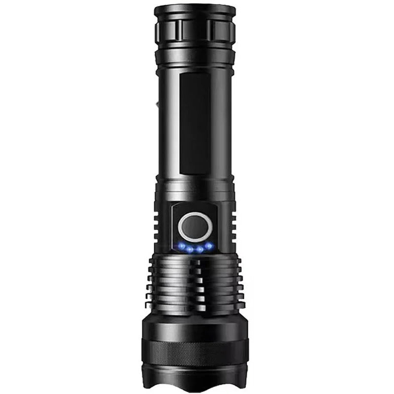 Lanterna LED MIKENOON – Recarregável, Zoom Telescópico, Corpo em Alumínio