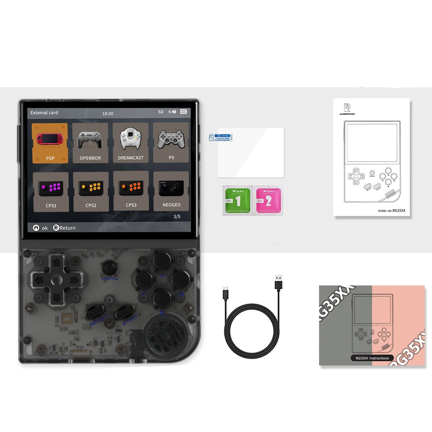 ANBERNIC RG35XX PLUS - Consola Portátil com 6800 Jogos, 64GB